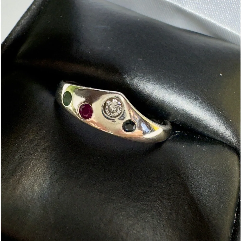 Vintage Handmade Custom Made Ring with Genuine Ruby, Sapphire, & Emerald! 925 - Picture 10 of 15